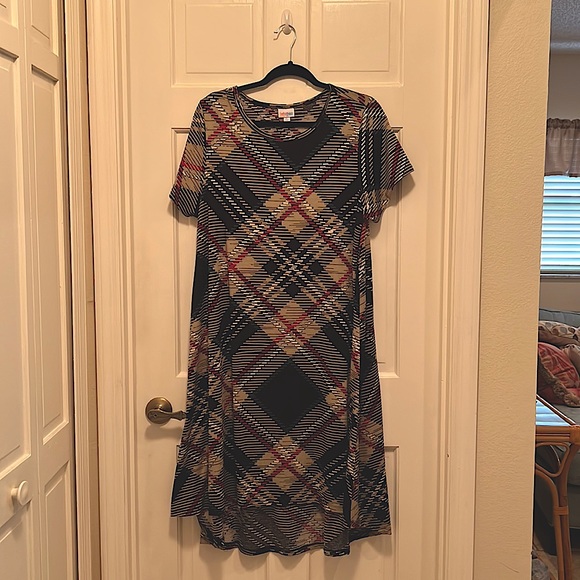Red Plaid Lularoe Carly Dress Xl 